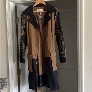 BCBG Max Azria Leather Embroidered Coat